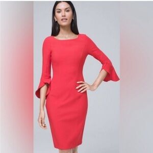 White House Black Market Tulip Sleeve Red Dress.  New with tags.